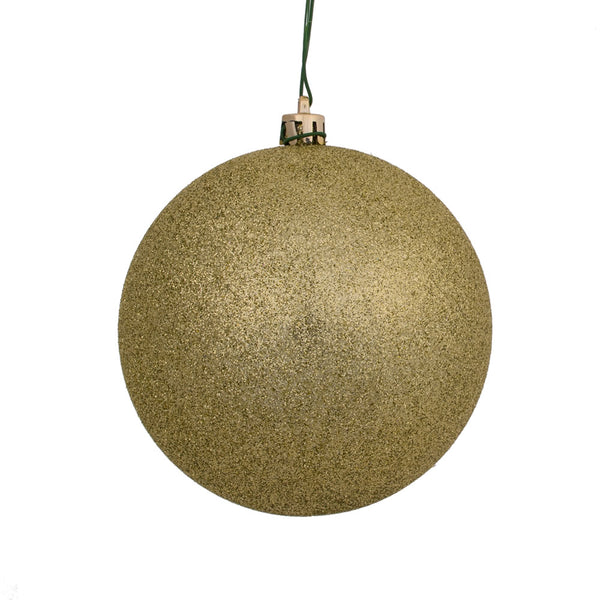 4" Champagne Glitter Ornament Drilled