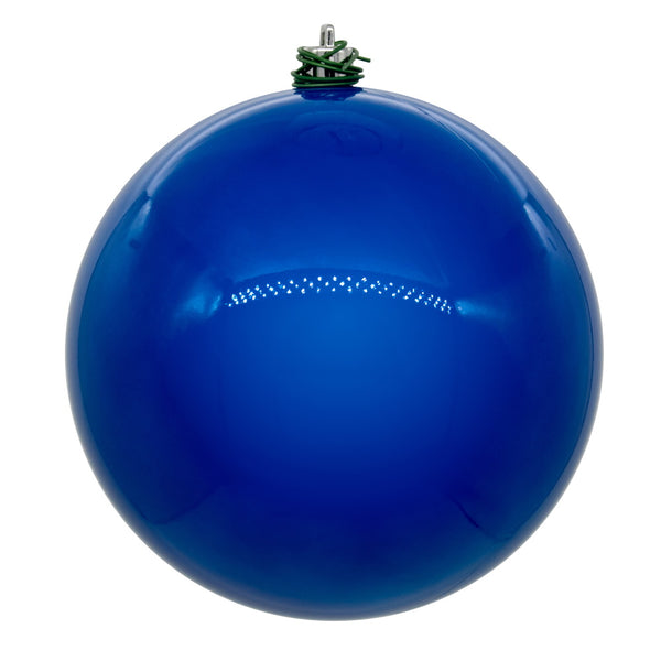 8" Blue Pearl Ball Ornament UV Drilled Cap