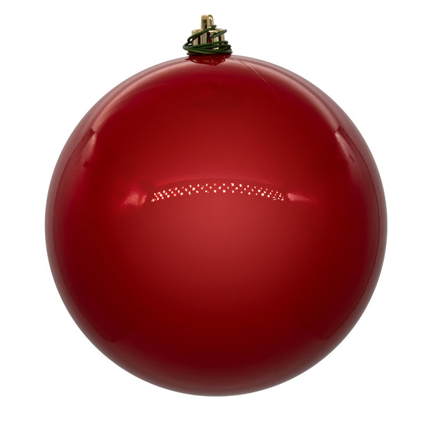 10" Red Pearl Ball Ornament UV Drilled Cap