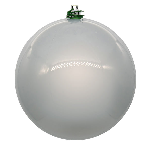 8" Silver Pearl Ball Ornament UV Drilled Cap