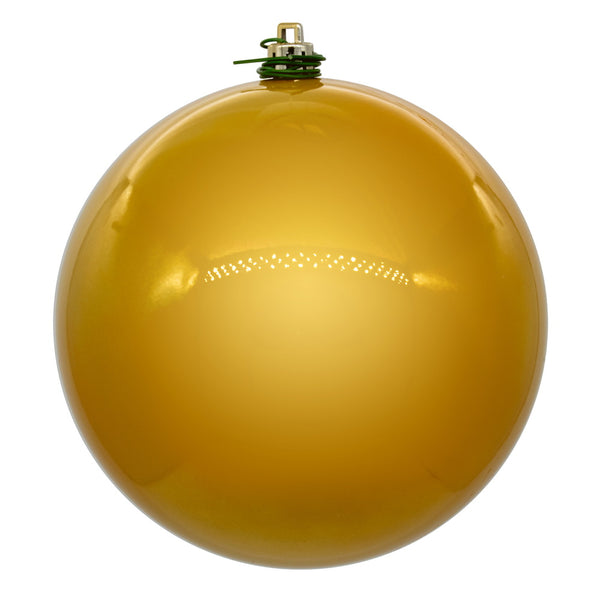 6" Gold Pearl Ball Ornament UV Drilled Cap