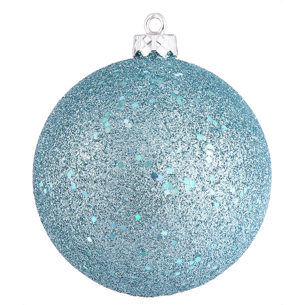 10" Baby Blue Sequin Ball Ornament Drilled Cap