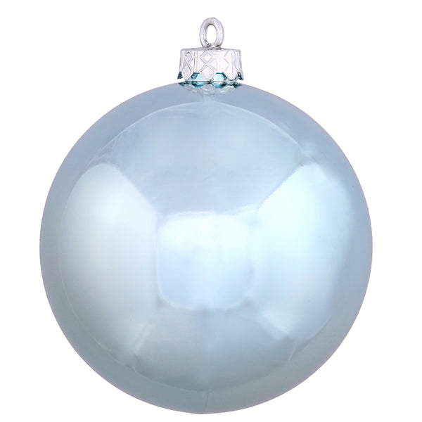 6" Baby Blue Shiny Ball Ornament UV Drilled Cap