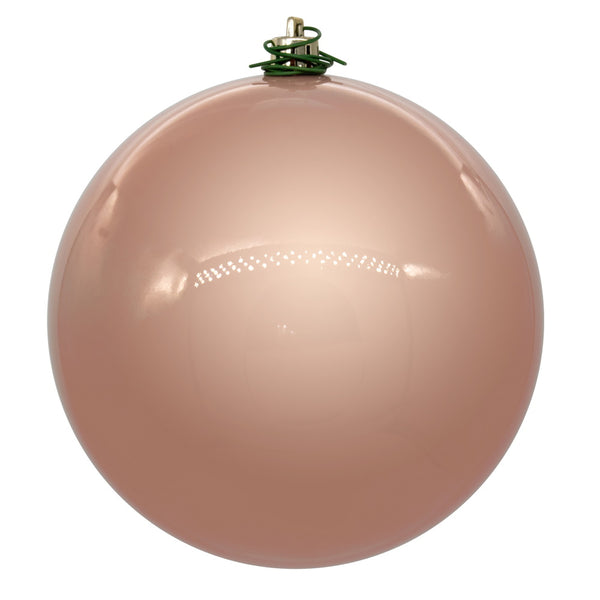 8" Rose Gold Pearl Ball Ornament UV Drilled Cap