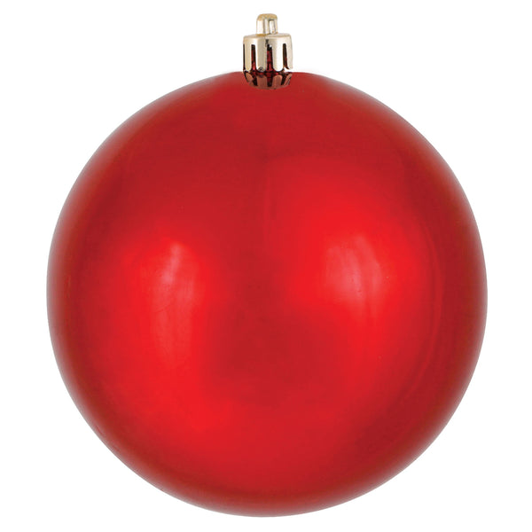 6" Red Shiny Ball Ornament UV Drilled Cap