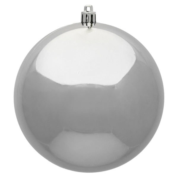 6" Silver Shiny Ball Ornament UV Drilled Cap