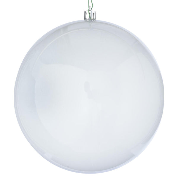 6" White Pearl Ball Ornament UV Drilled Cap