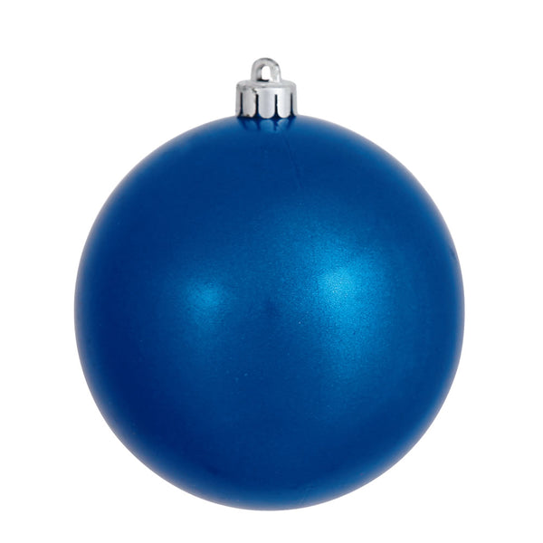 4" Blue Candy Ball Ornament UV Drilled Cap