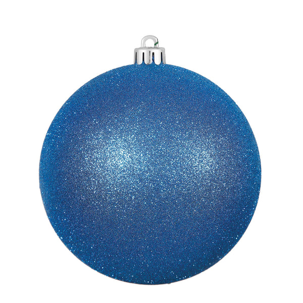 4" Blue Glitter Ornament Drilled