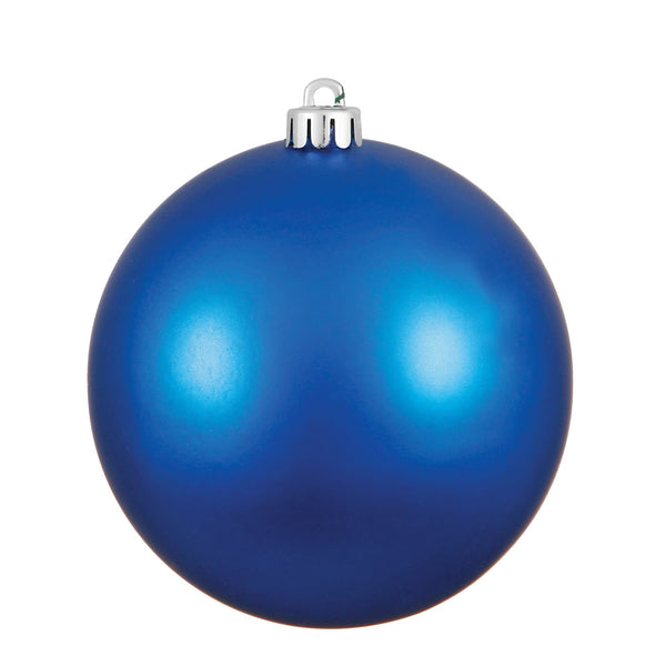 10" Blue Matte Ball Ornament UV Drilled Cap