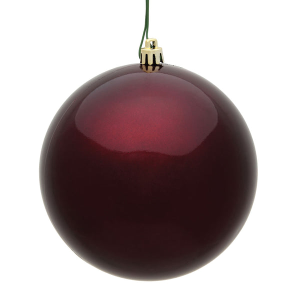 10" Burgundy Candy Ball Ornament UV Drilled Cap