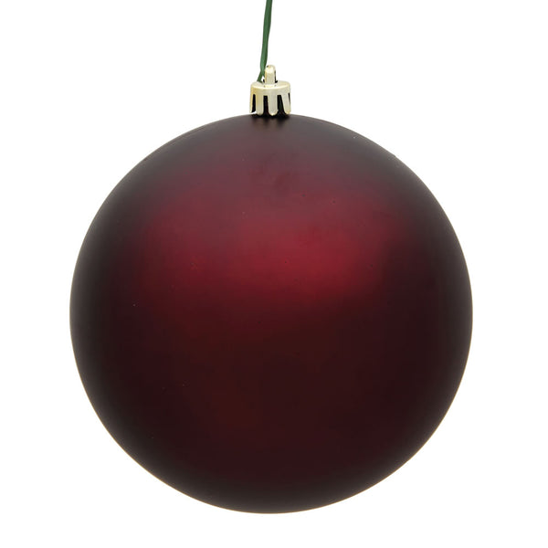 10" Burgundy Matte Ball Ornament UV Drilled Cap