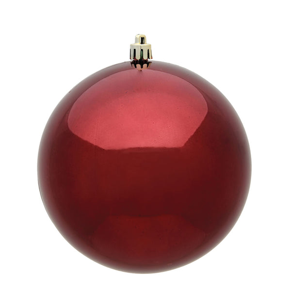 4" Burgundy Shiny Ball Ornament UV Drilled Cap