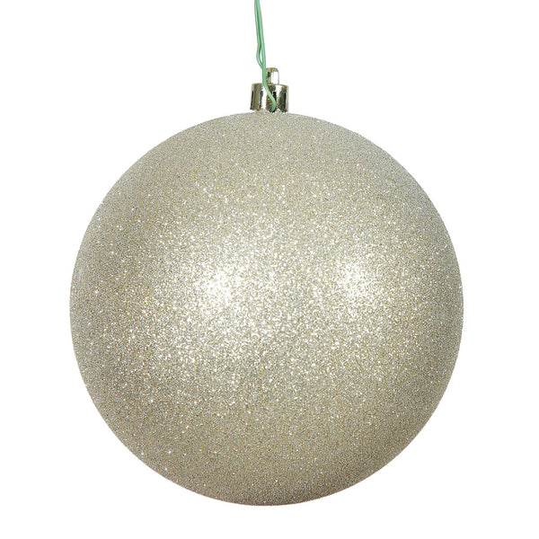 6" Champagne Glitter Ornament Drilled