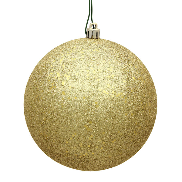 6" Gold Sequin Ball Ornament Drilled Cap