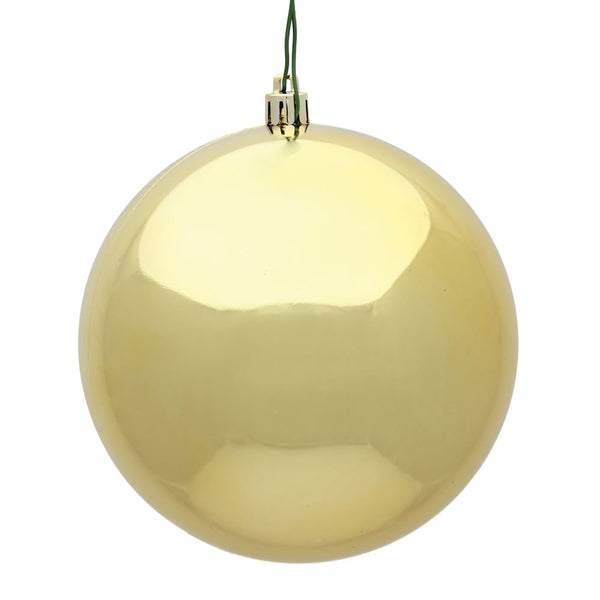 8" Gold Shiny Ball Ornament UV Drilled Cap