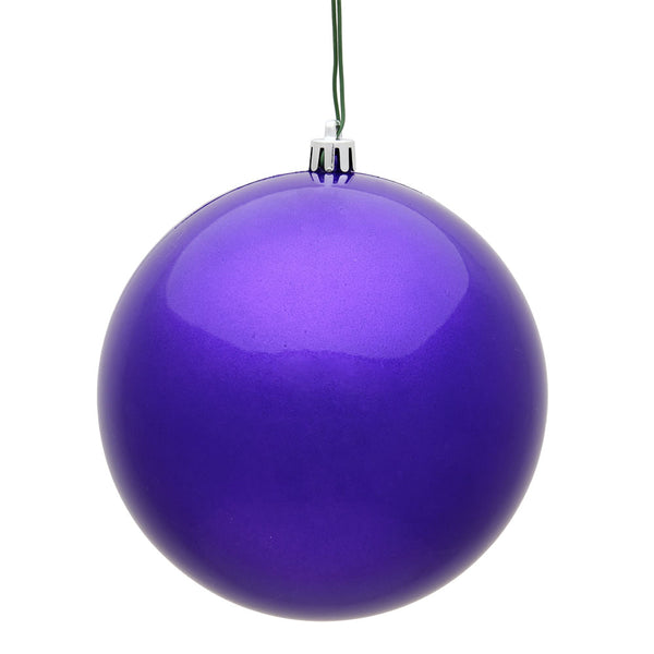 10" Purple Candy Ball Ornament UV Drilled Cap