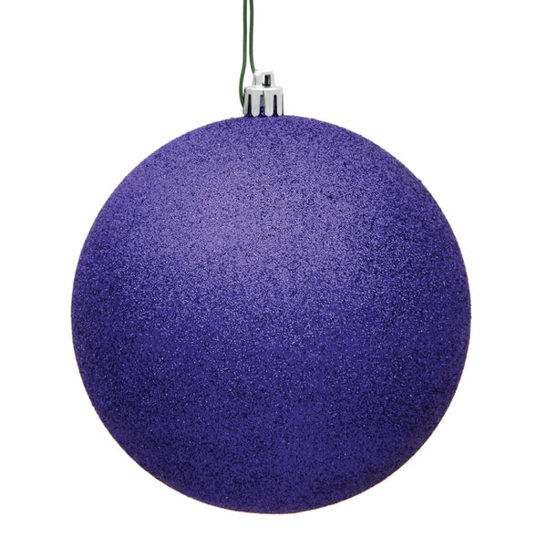 10" Purple Glitter Ball Ornament Drilled Cap