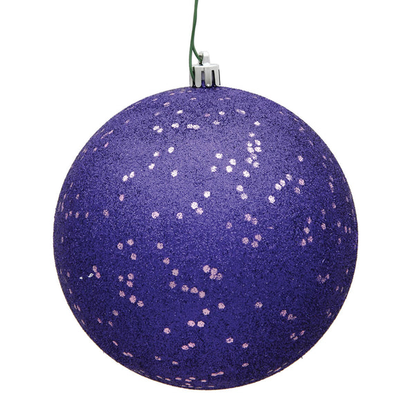 10" Purple Sequin Ball Ornament Drilled Cap