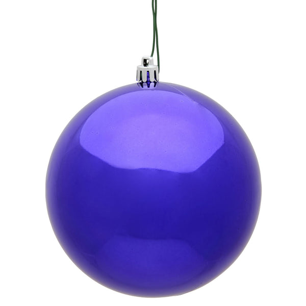 10" Purple Shiny Ball Ornament UV Drilled Cap