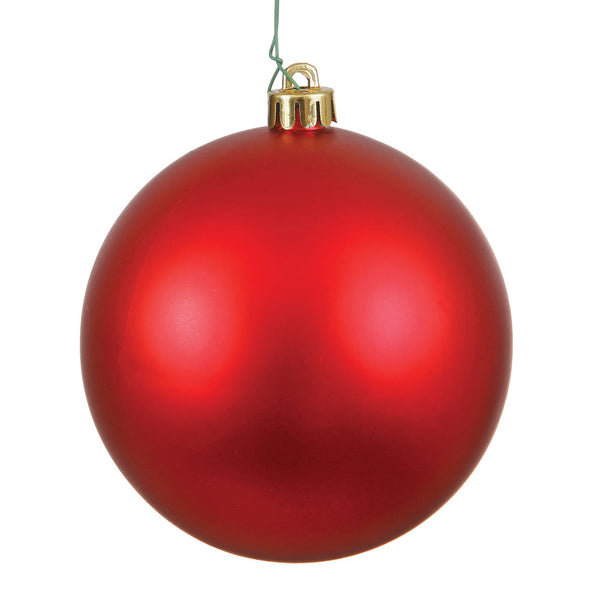 6" Red Matte Ball Ornament UV Drilled Cap