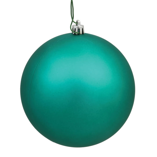 8" Teal Matte Ball Ornament UV Drilled Cap