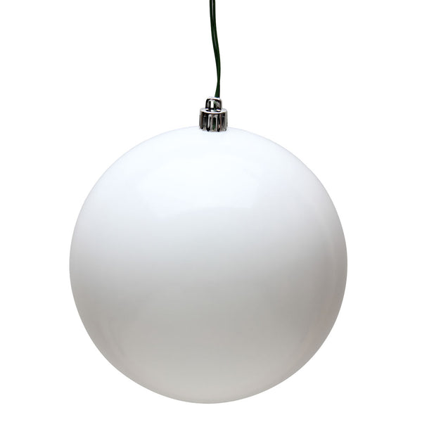 4" White Candy Ball Ornament UV Drilled Cap