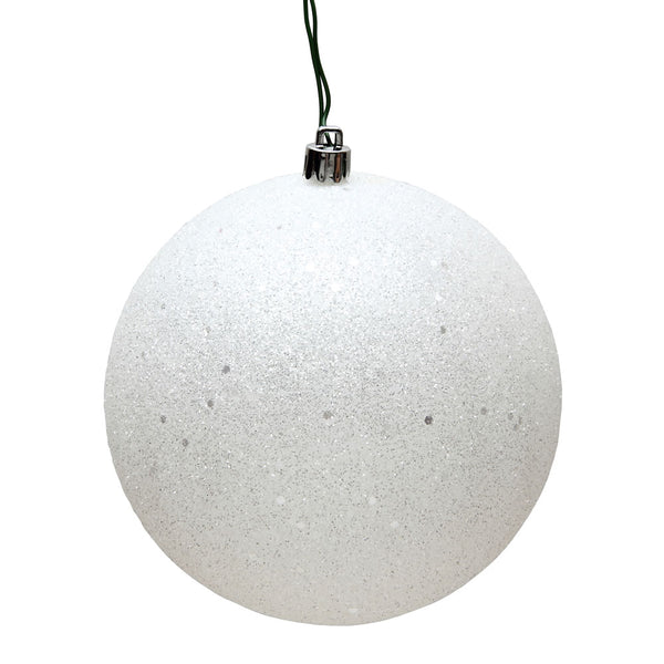 4" White Sequin Ornament Drilled