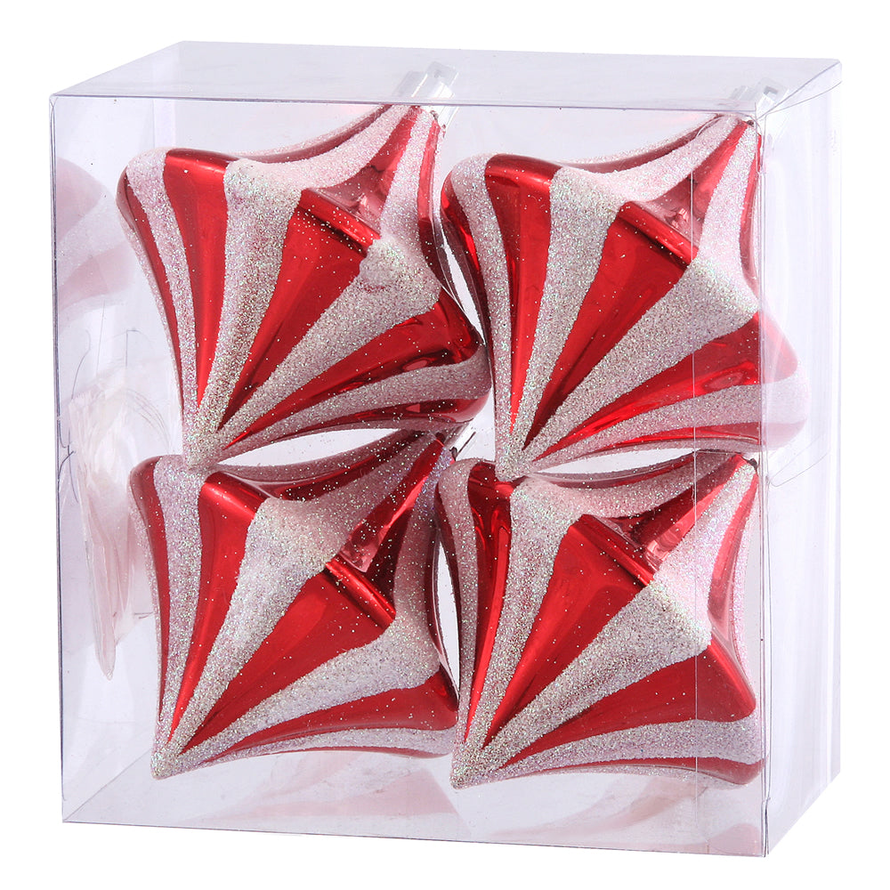 3.5" Candy Cane Diamond Drop Ornament - Set of 4 — view 3
