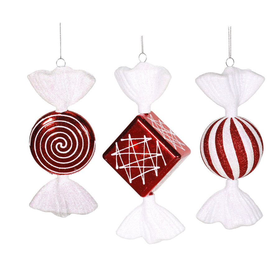10" Peppermint Candy Ornament Assortment - Set of 3