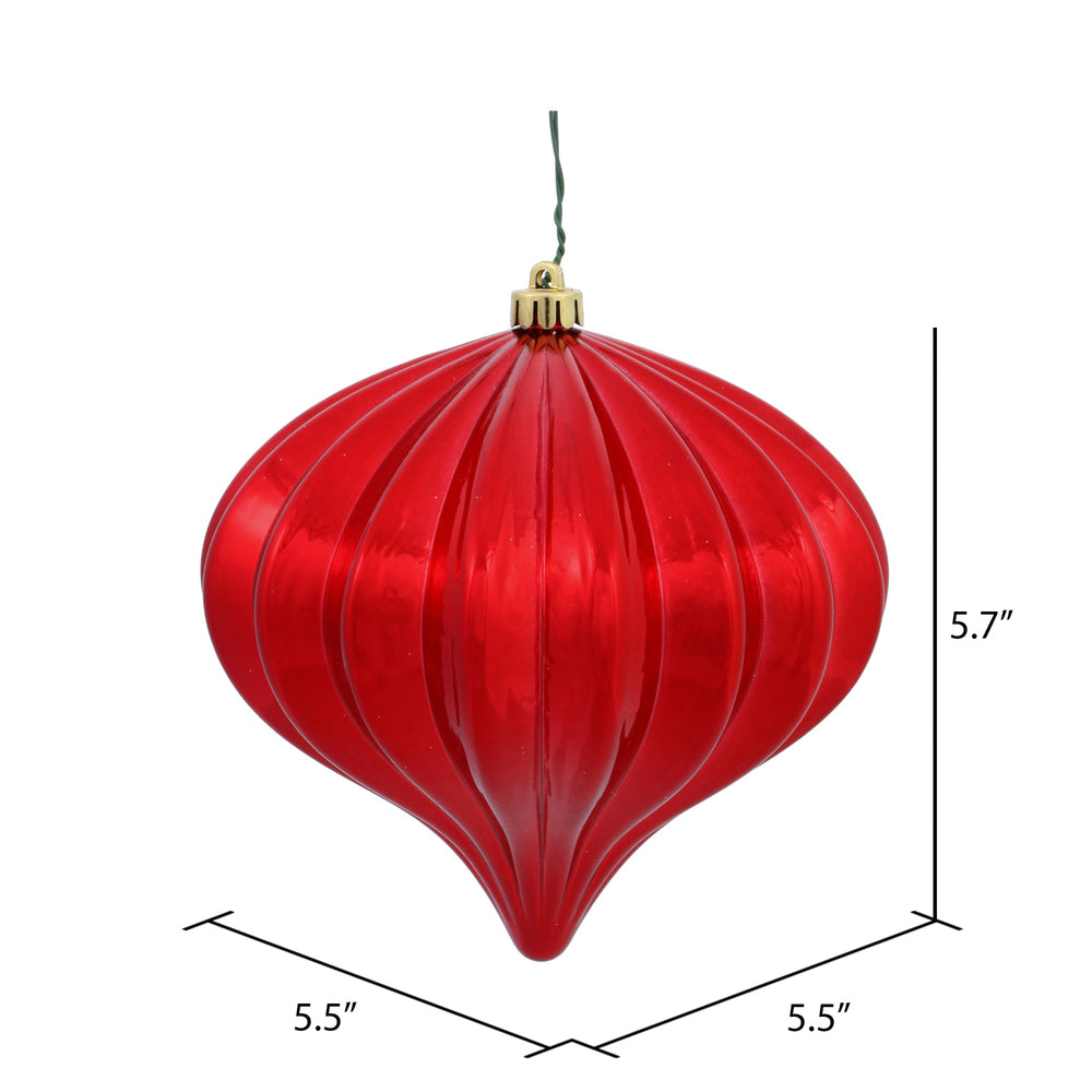 5.7" Shiny Onion Ornament - Red - UV Treated - Set of 3 Red — view 2