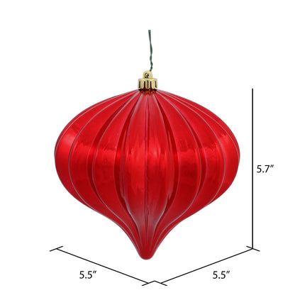 5.7" Shiny Onion Ornament - Red - UV Treated - Set of 3 Red — view 2