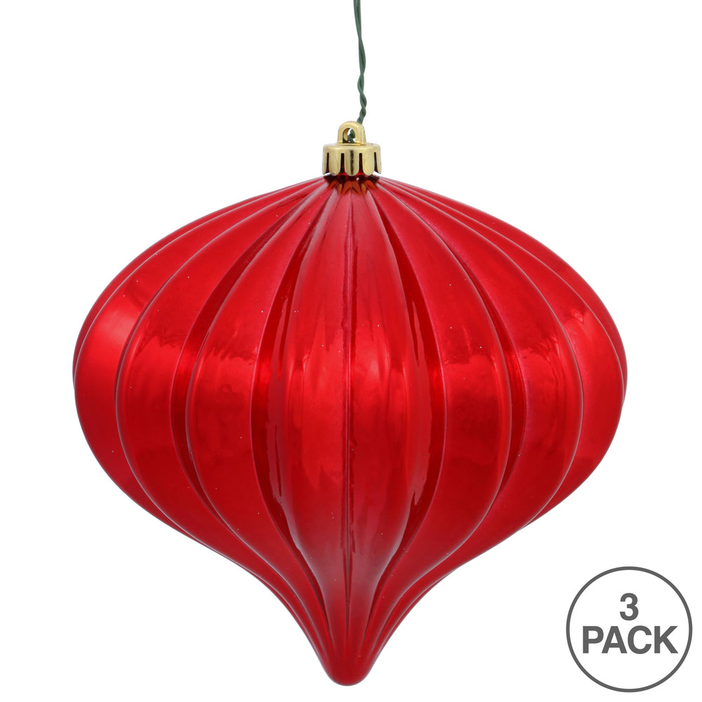 5.7" Shiny Onion Ornament - Red - UV Treated - Set of 3 Red — view 3