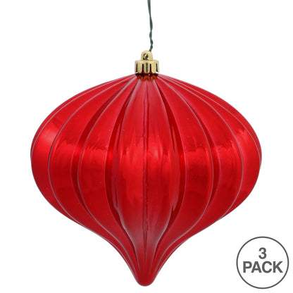5.7" Shiny Onion Ornament - Red - UV Treated - Set of 3 Red — view 3