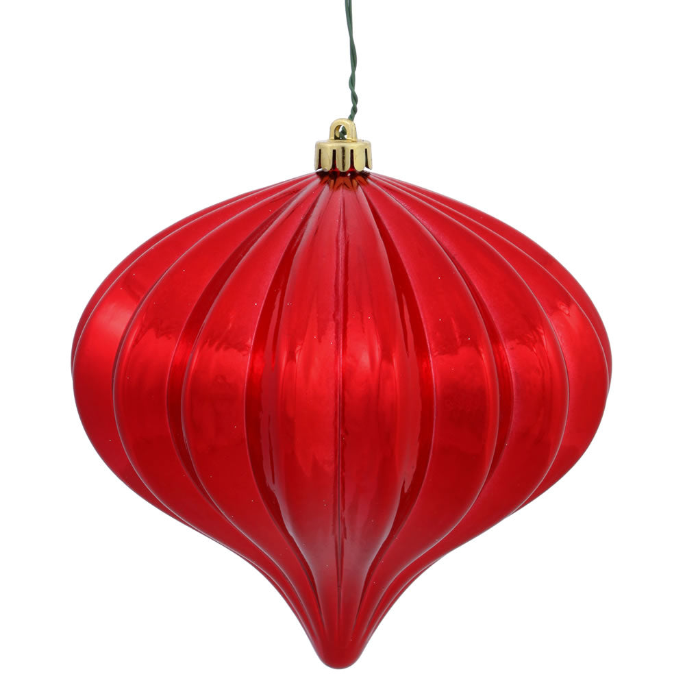 5.7" Shiny Onion Ornament - Red - UV Treated - Set of 3 Red — view 1