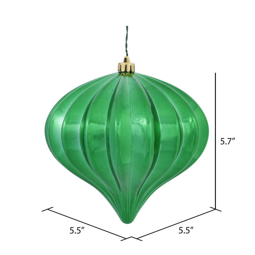 5.7" Shiny Onion Ornament - Emerald - UV Treated - Set of 3 Emerald — view 2