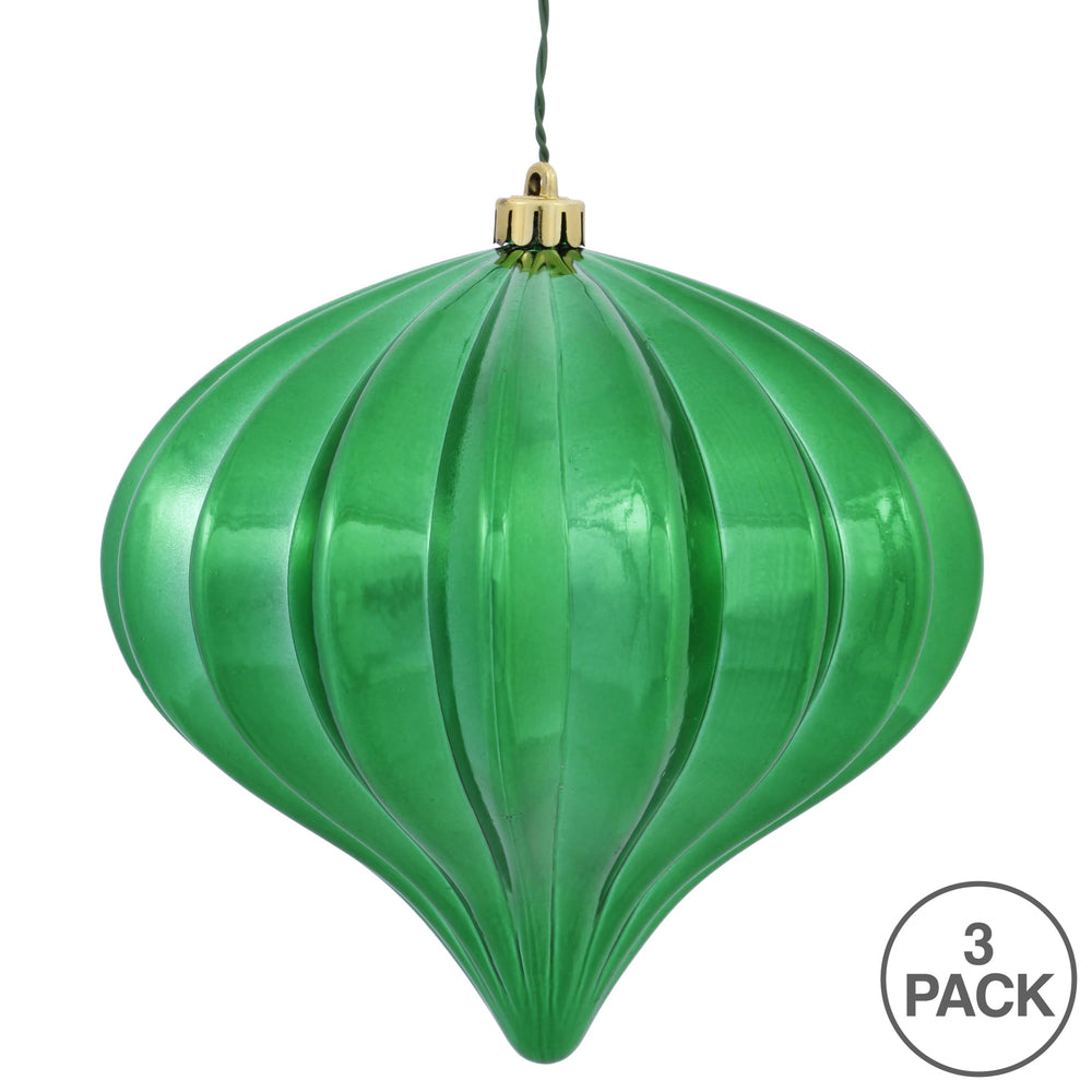 5.7" Shiny Onion Ornament - Emerald - UV Treated - Set of 3 Emerald — view 3
