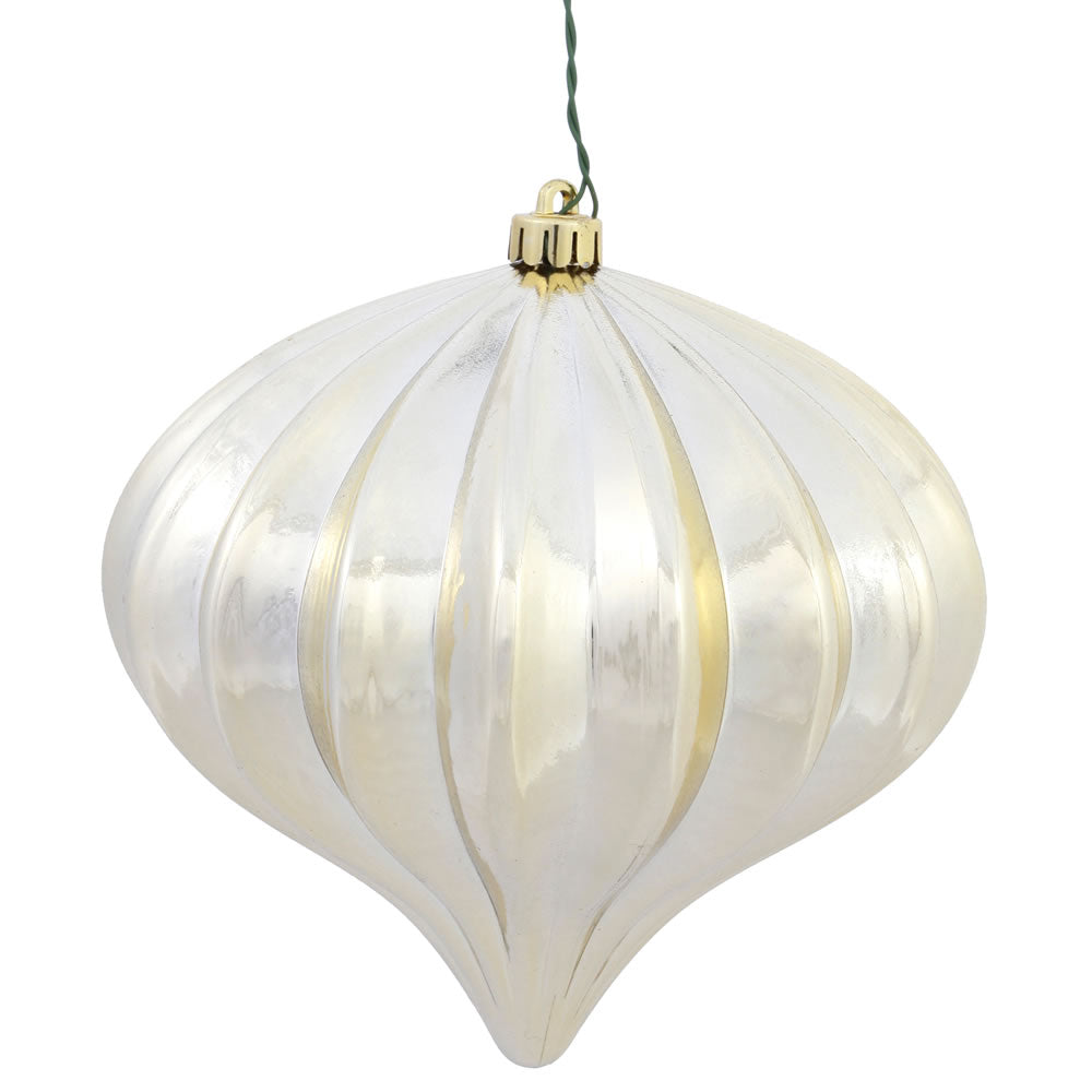 5.7" Shiny Onion Ornament - Champagne - UV Treated - Set of 3 Champagne — view 1