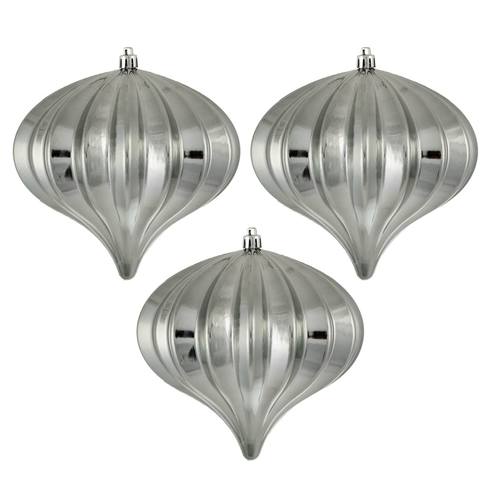 5.7" Shiny Onion Ornament - Pewter - UV Treated - Set of 3 Pewter — view 3