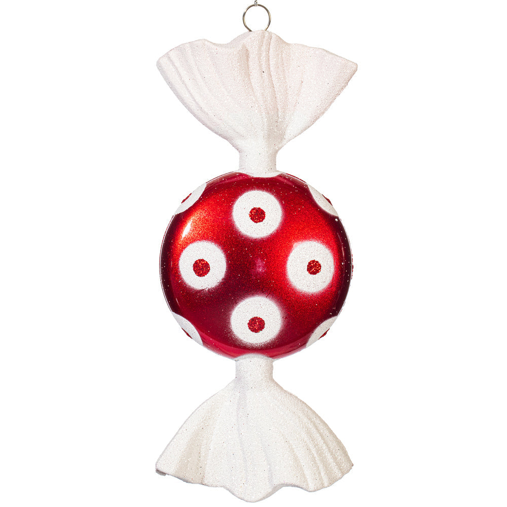 7" Candy Glitter Ornament - Red/White - Set of 3 — view 6