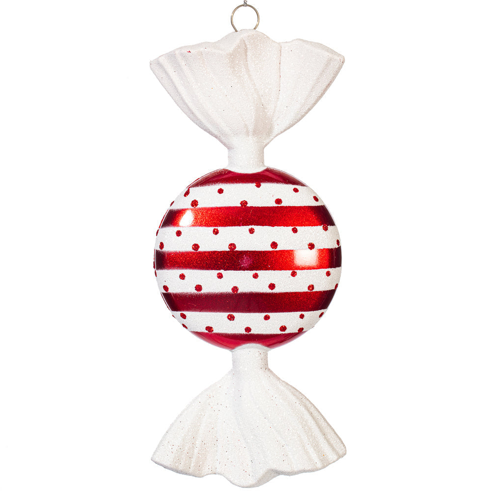 7" Candy Glitter Ornament - Red/White - Set of 3 — view 8