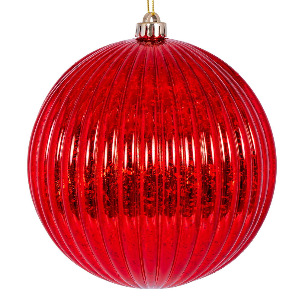 4" Mercury Lined Ball Ornament - Red - Set of 4 Red — view 1