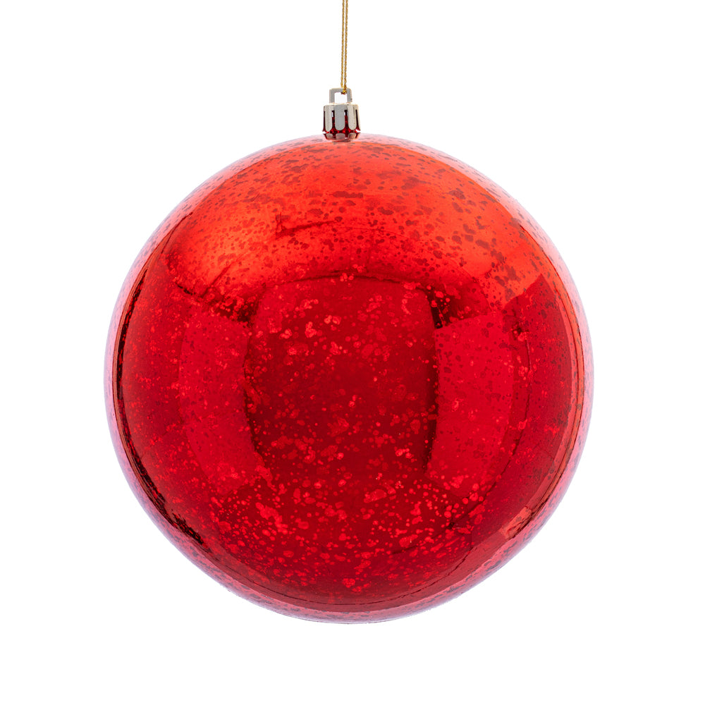 4" Shiny Mercury Ball Ornament - Red - Set of 4 Red — view 1