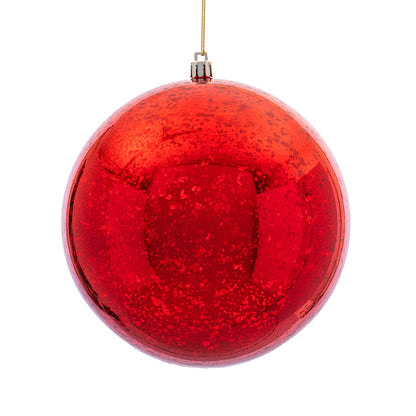 4" Shiny Mercury Ball Ornament - Red - Set of 4 Red — view 1