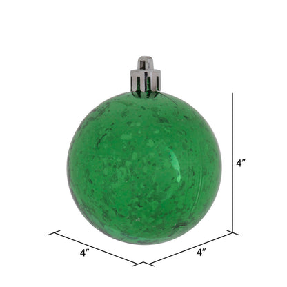 4" Shiny Mercury Ball Ornament - Green - Set of 4 Green — view 2