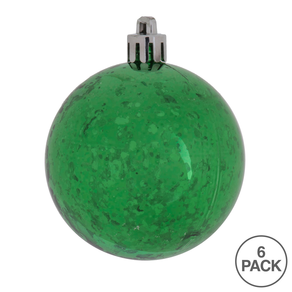 4" Shiny Mercury Ball Ornament - Green - Set of 4 Green — view 3