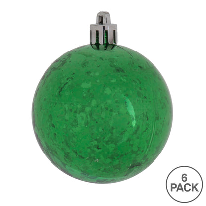 4" Shiny Mercury Ball Ornament - Green - Set of 4 Green — view 3