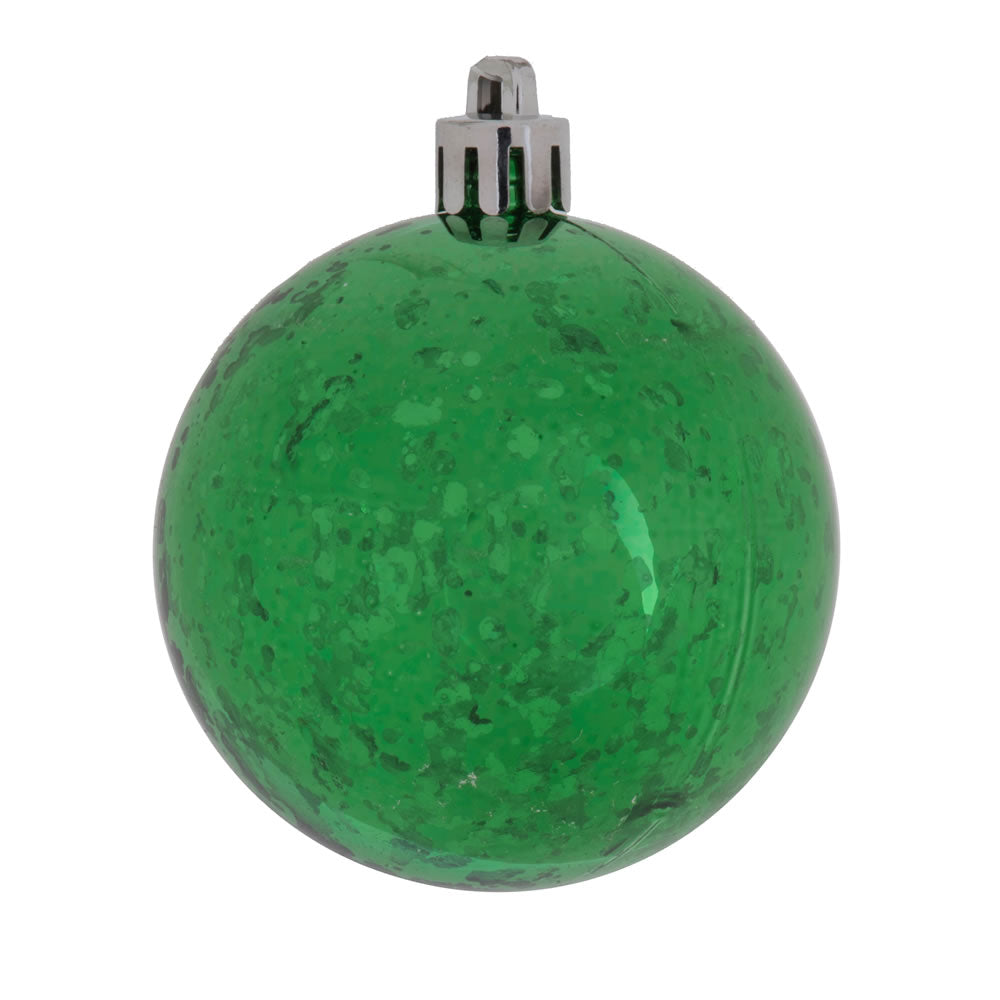 4" Shiny Mercury Ball Ornament - Green - Set of 4 Green — view 1