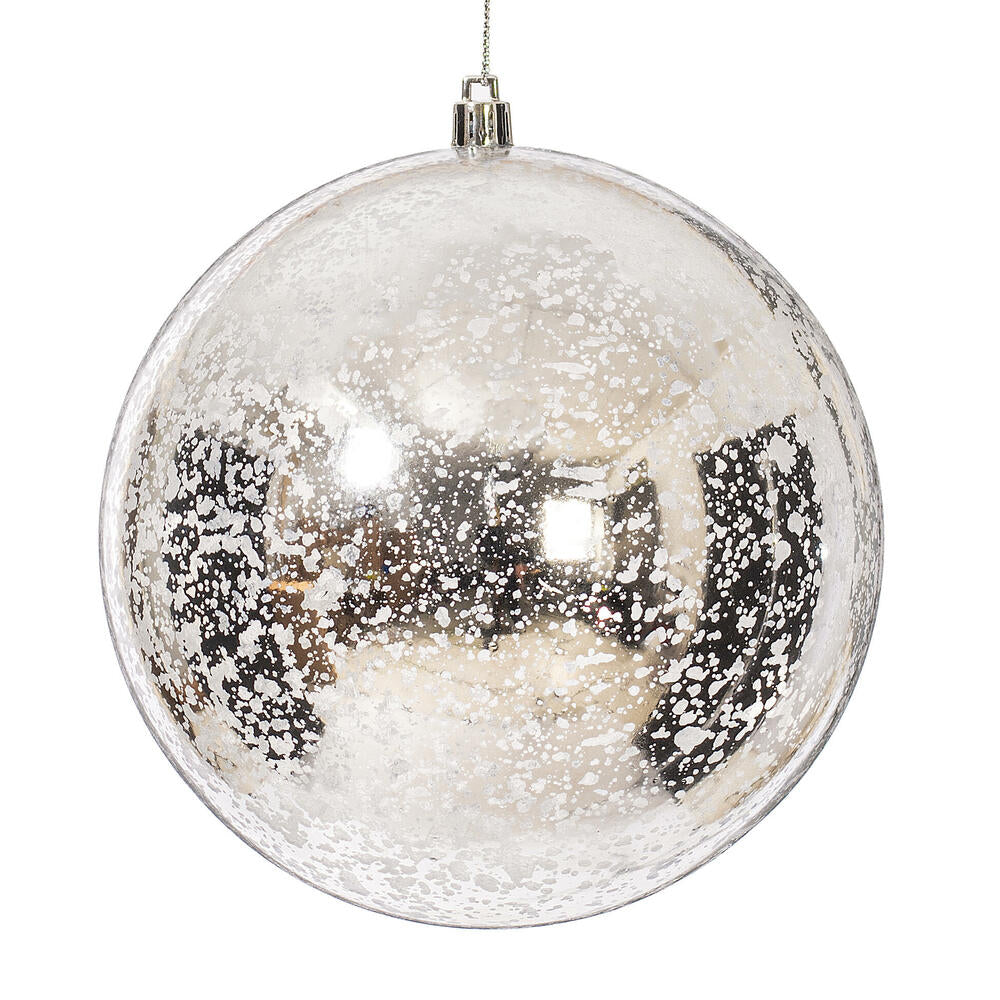 4" Shiny Mercury Ball Ornament - Silver - Set of 4 Silver — view 1