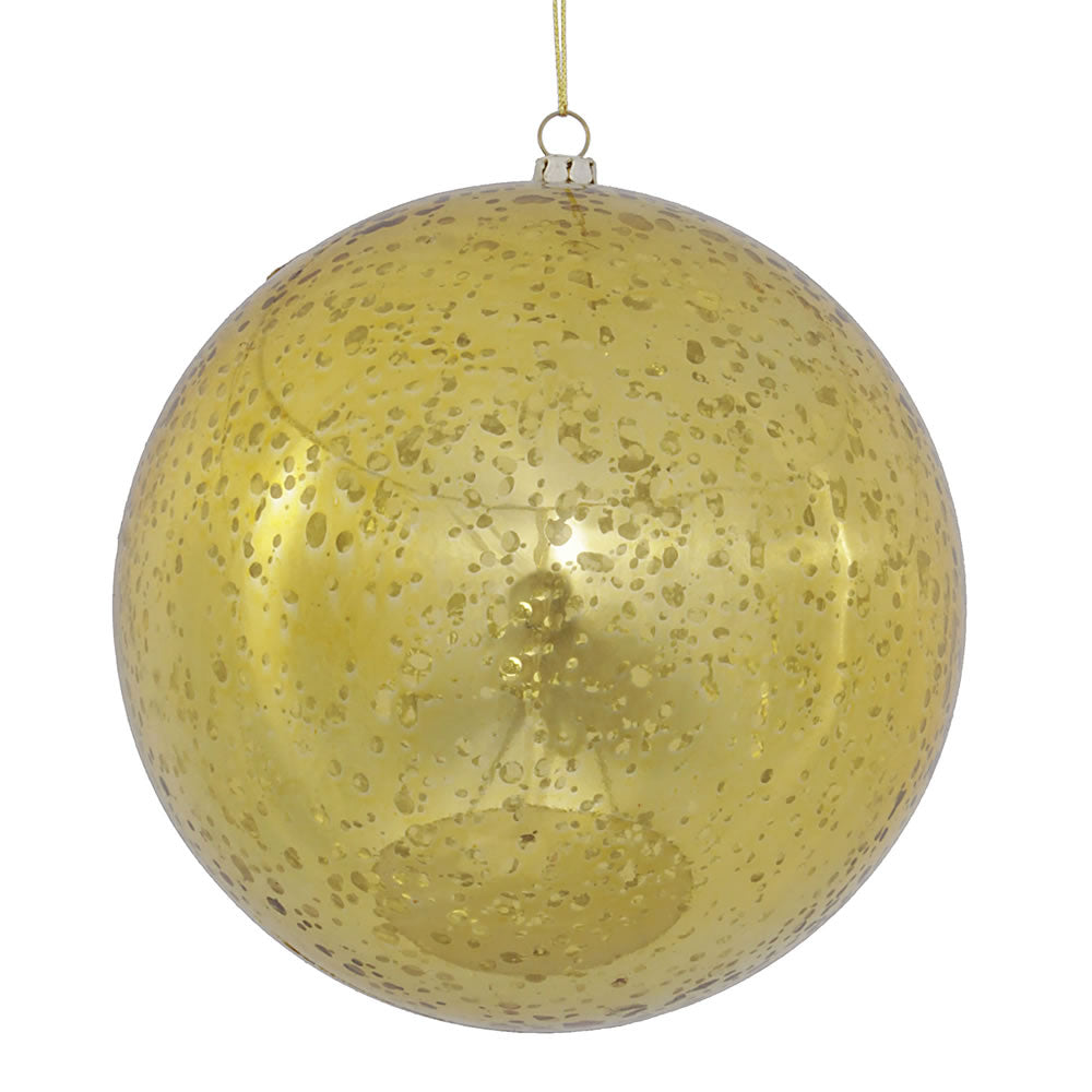 4" Shiny Mercury Ball Ornament - Gold - Set of 4 Gold — view 1